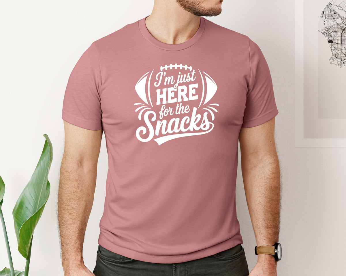 brand:Bella Canvas|color:Heather Mauve|Im Just Here For The Snacks Graphic T-Shirt