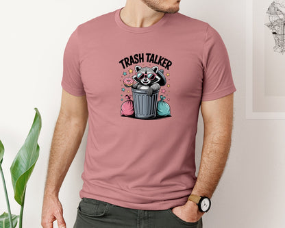 brand:Bella Canvas|color:Heather Mauve|Trash Talker Raccoon Funny Shirt Graphic T-Shirt