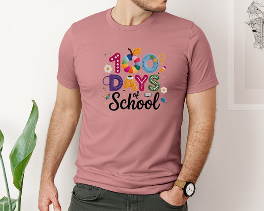 Crochet 100 Days Of School Cute Graphic T-Shirt