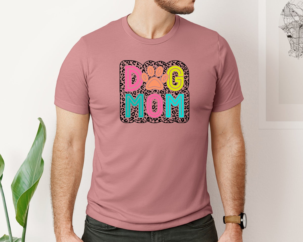 brand:Bella Canvas|color:Heather Mauve|Funny Dog Dog Paw Dog Mom Graphic T-Shirt