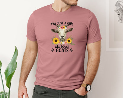 brand:Bella Canvas|color:Heather Mauve|Cute Floral Goat T Shirt Design 2 Graphic T-Shirt