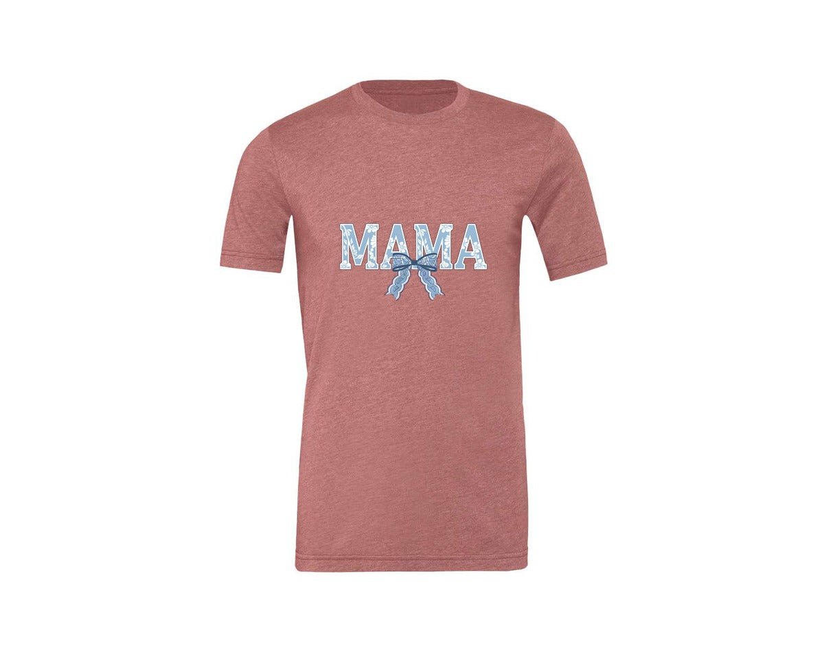 brand:Generic|color:Heather Mauve|Mama Floral Coquette Bow Mama Graphic T-Shirt