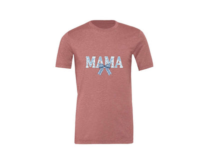 brand:Generic|color:Heather Mauve|Mama Floral Coquette Bow Mama Graphic T-Shirt