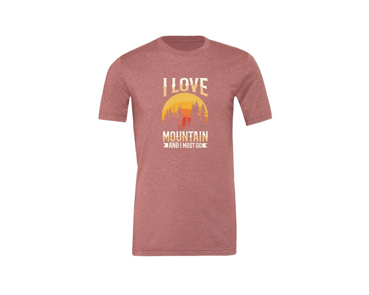 brand:Generic|color:Heather Mauve|Wild Life Experience Mountain Hiking Tee 3 Graphic T-Shirt