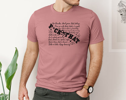 brand:Bella Canvas|color:Heather Mauve|Sarcastic Fck That Snarky Adult Graphic T-Shirt