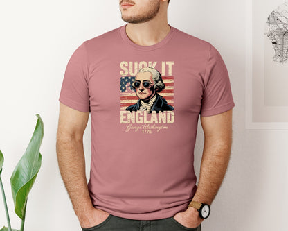 brand:Bella Canvas|color:Heather Mauve|Suck It England George Washington Graphic T-Shirt