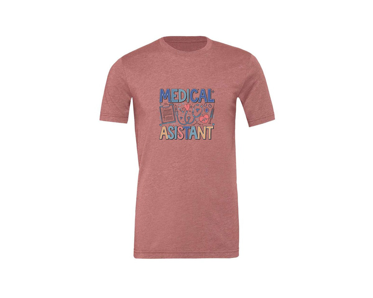 brand:Generic|color:Heather Mauve|Medical Assistant 7 Graphic T-Shirt