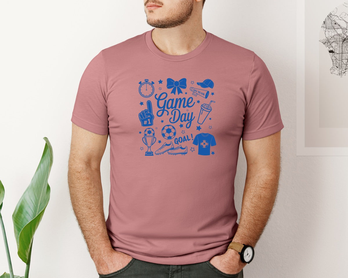 brand:Bella Canvas|color:Heather Mauve|Soccer Doodles Game Day Graphic T-Shirt