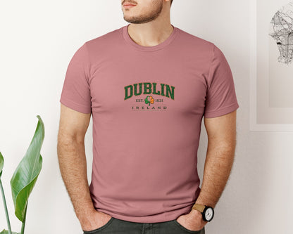 brand:Bella Canvas|color:Heather Mauve|Dublin Ireland Vintage Shamrock Graphic T-Shirt