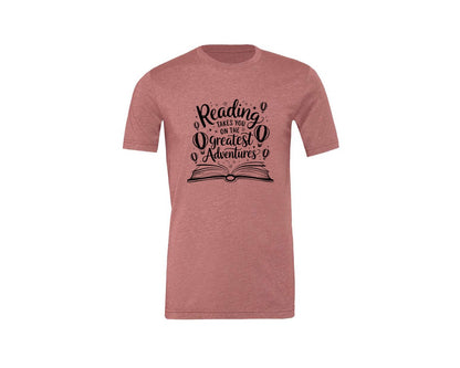 brand:Generic|color:Heather Mauve|Reading Takes You On The Greatest Advent 4 Graphic T-Shirt
