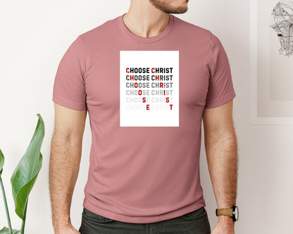 brand:Bella Canvas|color:Heather Mauve|Choose Christ Christian Quote Design Graphic T-Shirt