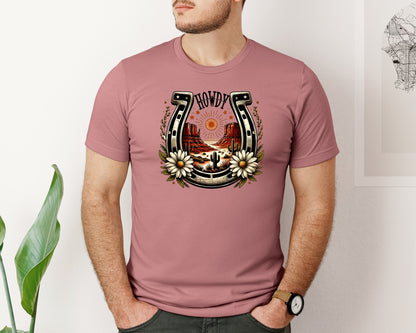brand:Bella Canvas|color:Heather Mauve|Rustic Desert Vintage Western Graphic T-Shirt