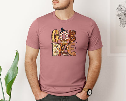 brand:Bella Canvas|color:Heather Mauve|Gobble Thanksgiving Turkey Graphic T-Shirt