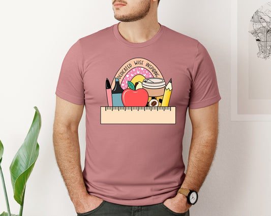 Teacher Monogram Name School Supplies Graphic T-Shirt