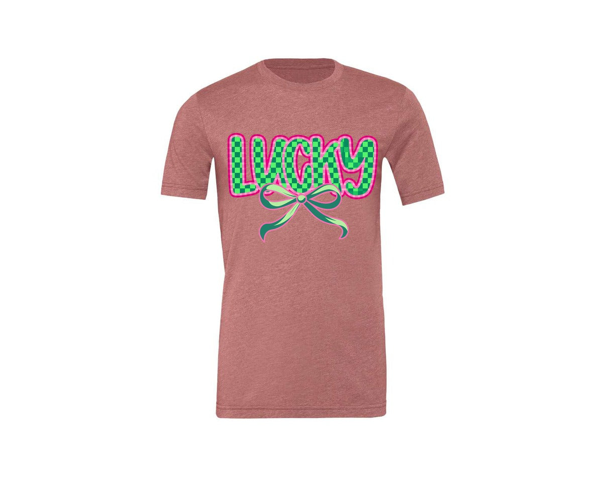brand:Generic|color:Heather Mauve|Lucky St Patricks Day Aesthetic Graphic T-Shirt