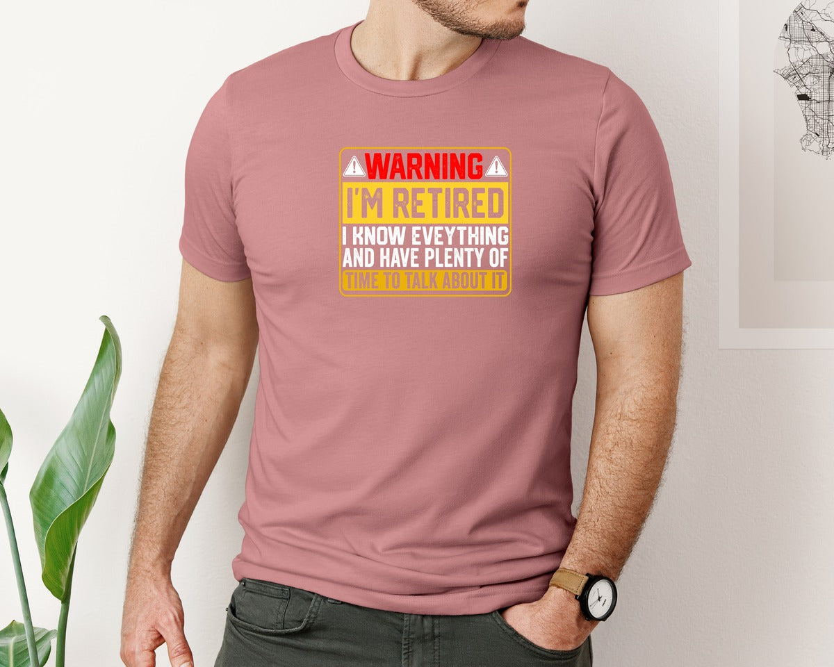 brand:Bella Canvas|color:Heather Mauve|Warning Im Retired Career T Shirt Graphic T-Shirt