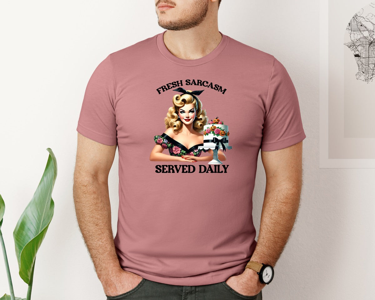 brand:Bella Canvas|color:Heather Mauve|Retro Housewife Funny Shirt 7 Graphic T-Shirt