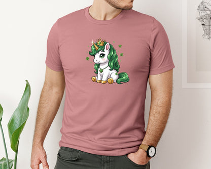 brand:Bella Canvas|color:Heather Mauve|St Patricks Day Unicorn Graphic T-Shirt