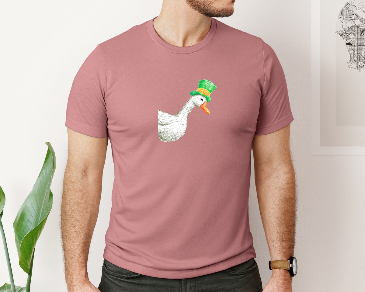 brand:Bella Canvas|color:Heather Mauve|Retro St Patricks Day Goose Graphic T-Shirt
