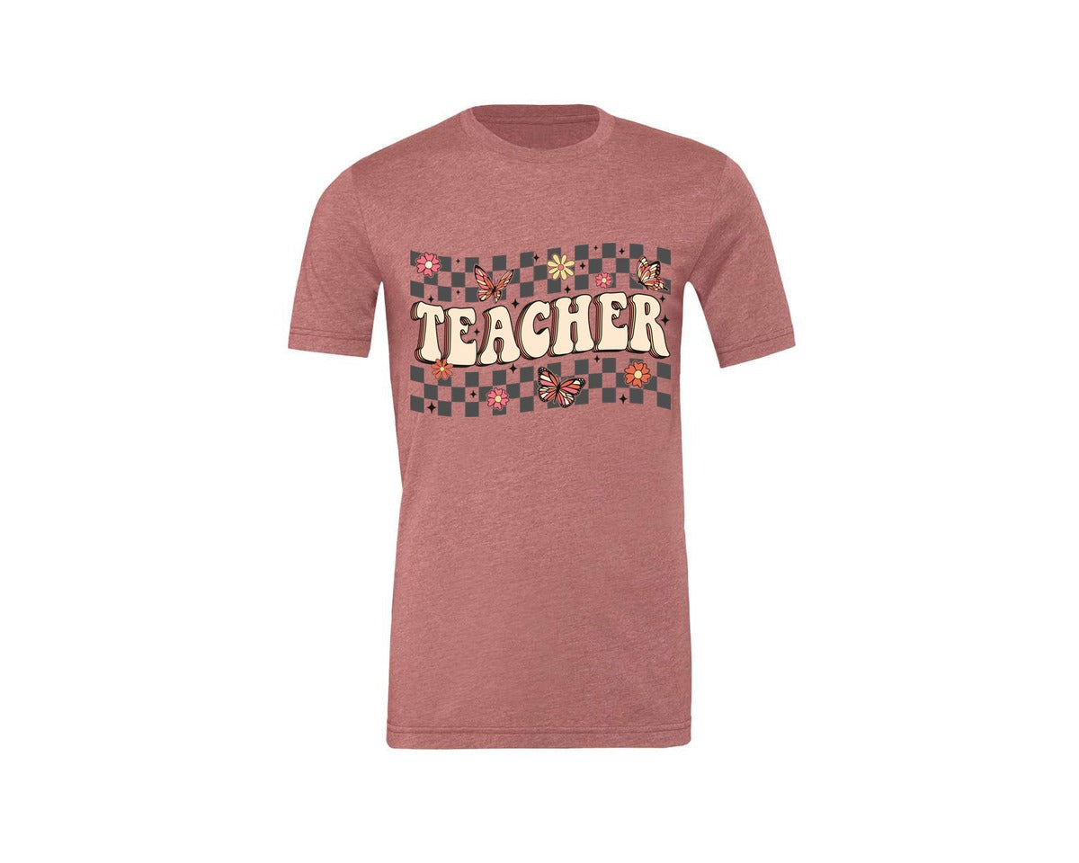 brand:Generic|color:Heather Mauve|Retro Teacher Back To School 2 Graphic T-Shirt