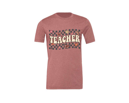 brand:Generic|color:Heather Mauve|Retro Teacher Back To School 2 Graphic T-Shirt