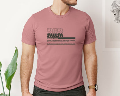 brand:Bella Canvas|color:Heather Mauve|Mother Mum Funny Definition Graphic T-Shirt