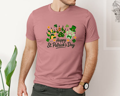 brand:Bella Canvas|color:Heather Mauve|Dog St Patricks Day Dog Mom 3 Graphic T-Shirt
