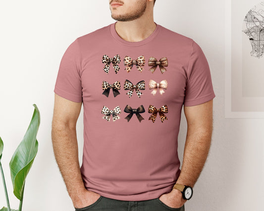 Leopard Print Coquette Bows Graphic T-Shirt