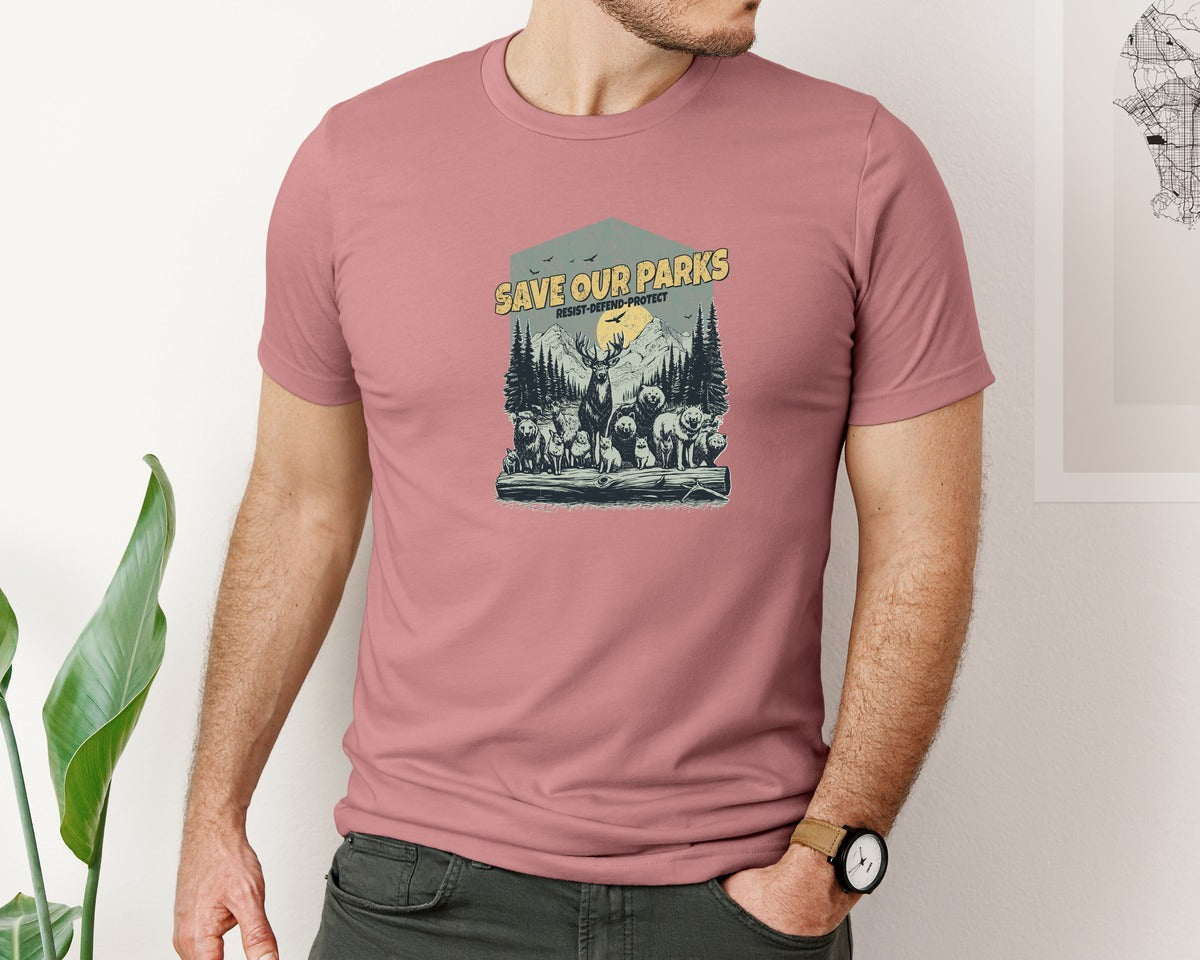 brand:Bella Canvas|color:Heather Mauve|Save Our National Parks Shirt Graphic T-Shirt