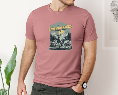 brand:Bella Canvas|color:Heather Mauve|Save Our National Parks Shirt Graphic T-Shirt