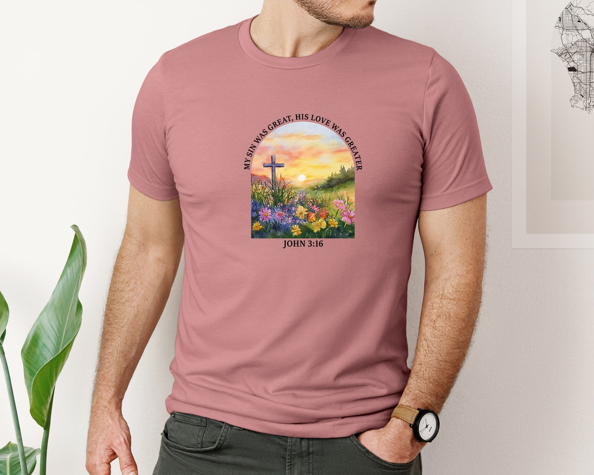 brand:Bella Canvas|color:Heather Mauve|Floral Christian Bible Verse Graphic T-Shirt