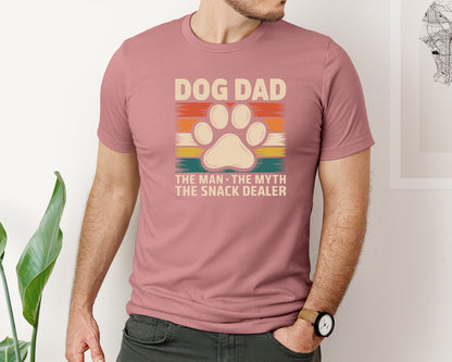 brand:Bella Canvas|color:Heather Mauve|Dog Dad The Man Myth Snack Dealer Graphic T-Shirt