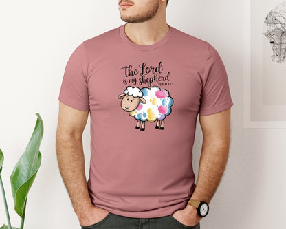 brand:Bella Canvas|color:Heather Mauve|The Lord Is My Shepherd Christian Graphic T-Shirt