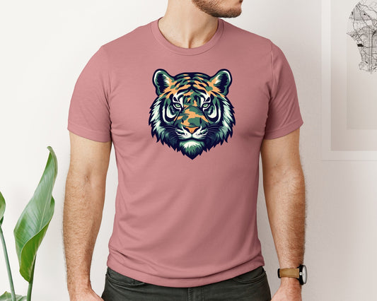 Camouflage Tiger Sport Mascot Graphic T-Shirt