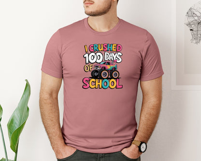 brand:Bella Canvas|color:Heather Mauve|I Crushed 100 Days Of School 21 Graphic T-Shirt