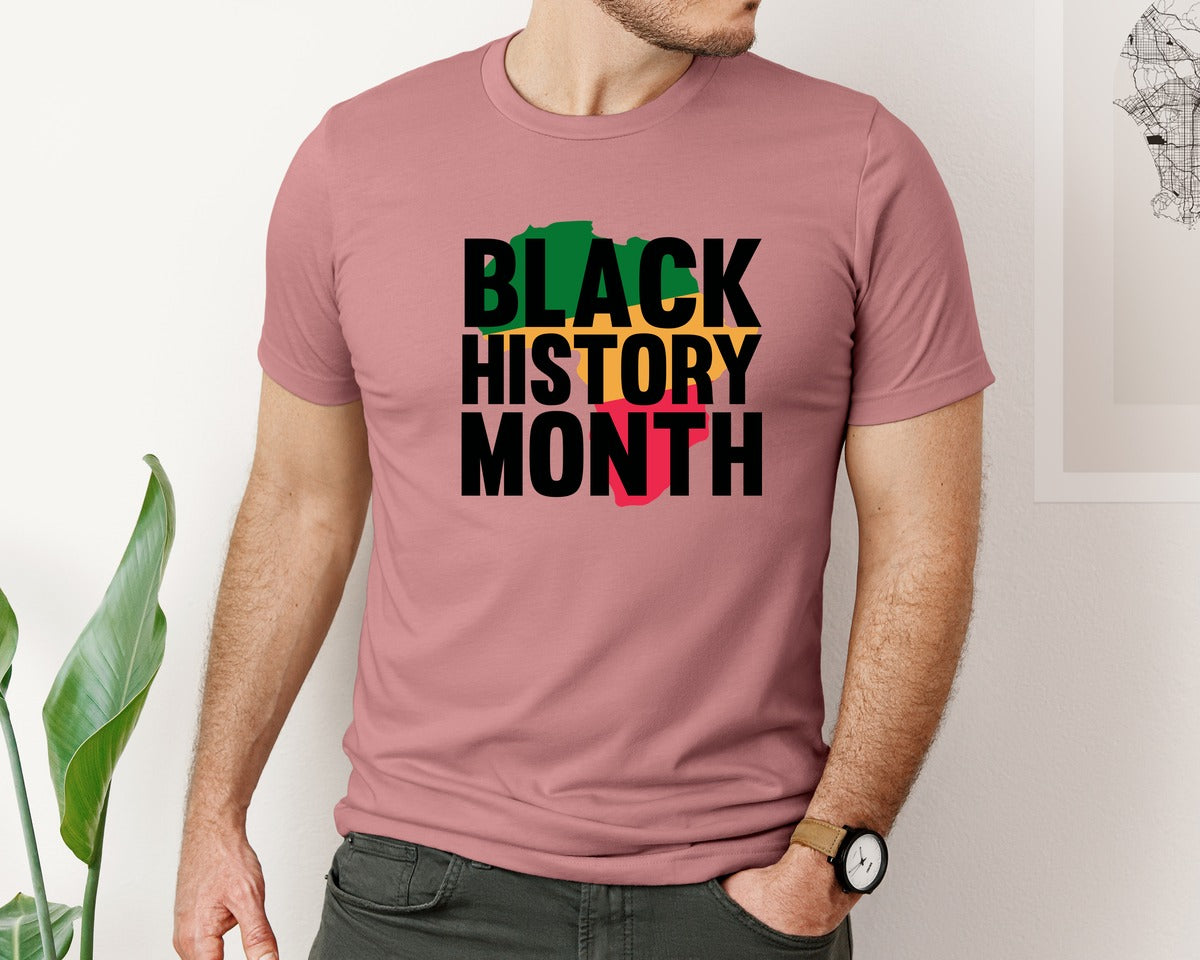 brand:Bella Canvas|color:Heather Mauve|Black History Months T Shirt Designs Graphic T-Shirt