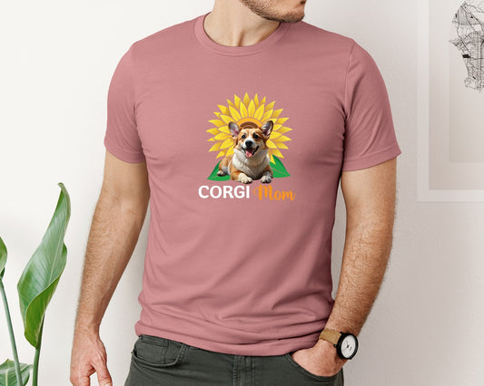 Corgi Mom Sunflower Graphic T-Shirt