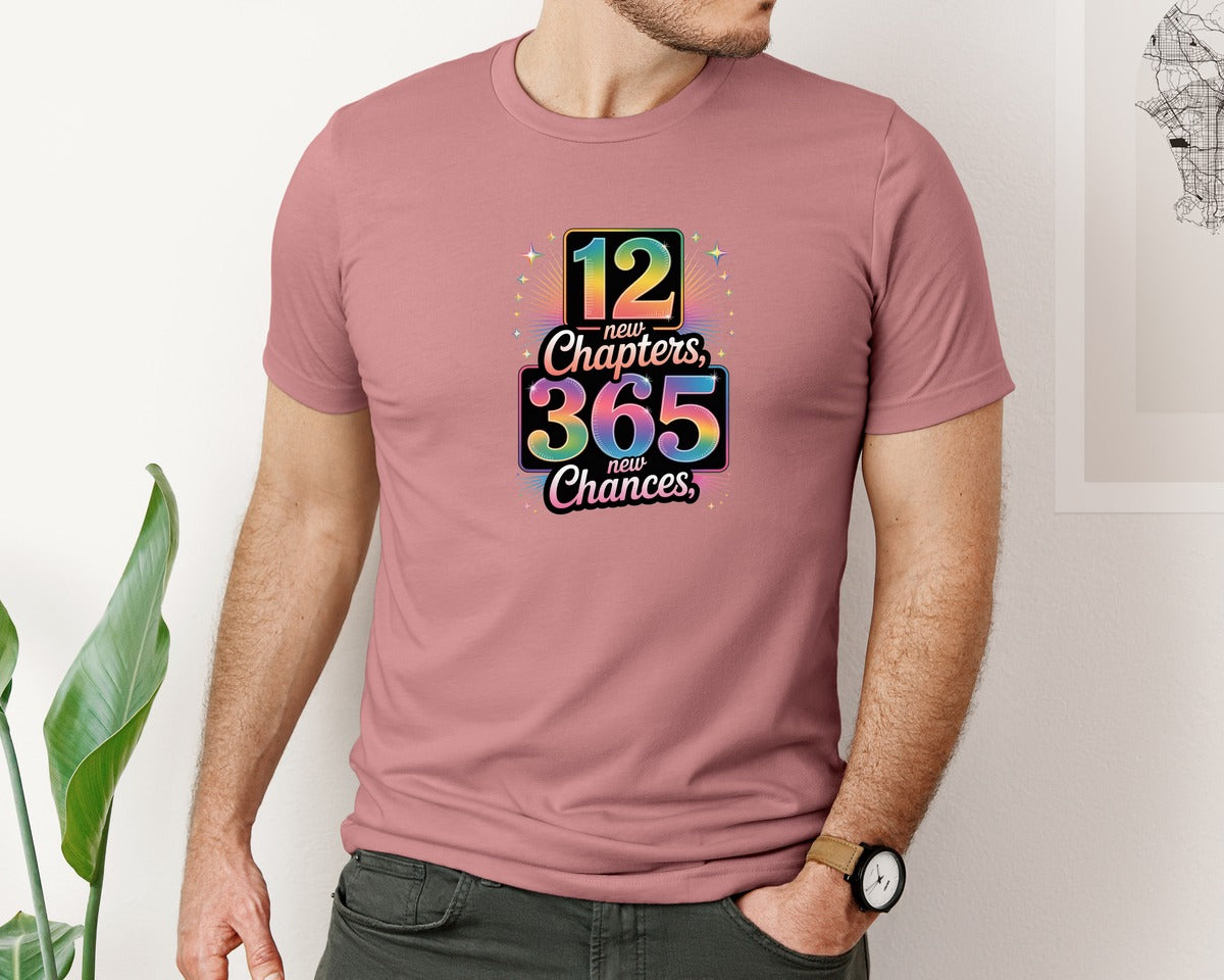 brand:Bella Canvas|color:Heather Mauve|12 New Chapters 365 New Chances Sublimat Graphic T-Shirt