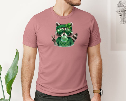 Lucky Raccoon St Patricks Day Graphic T-Shirt