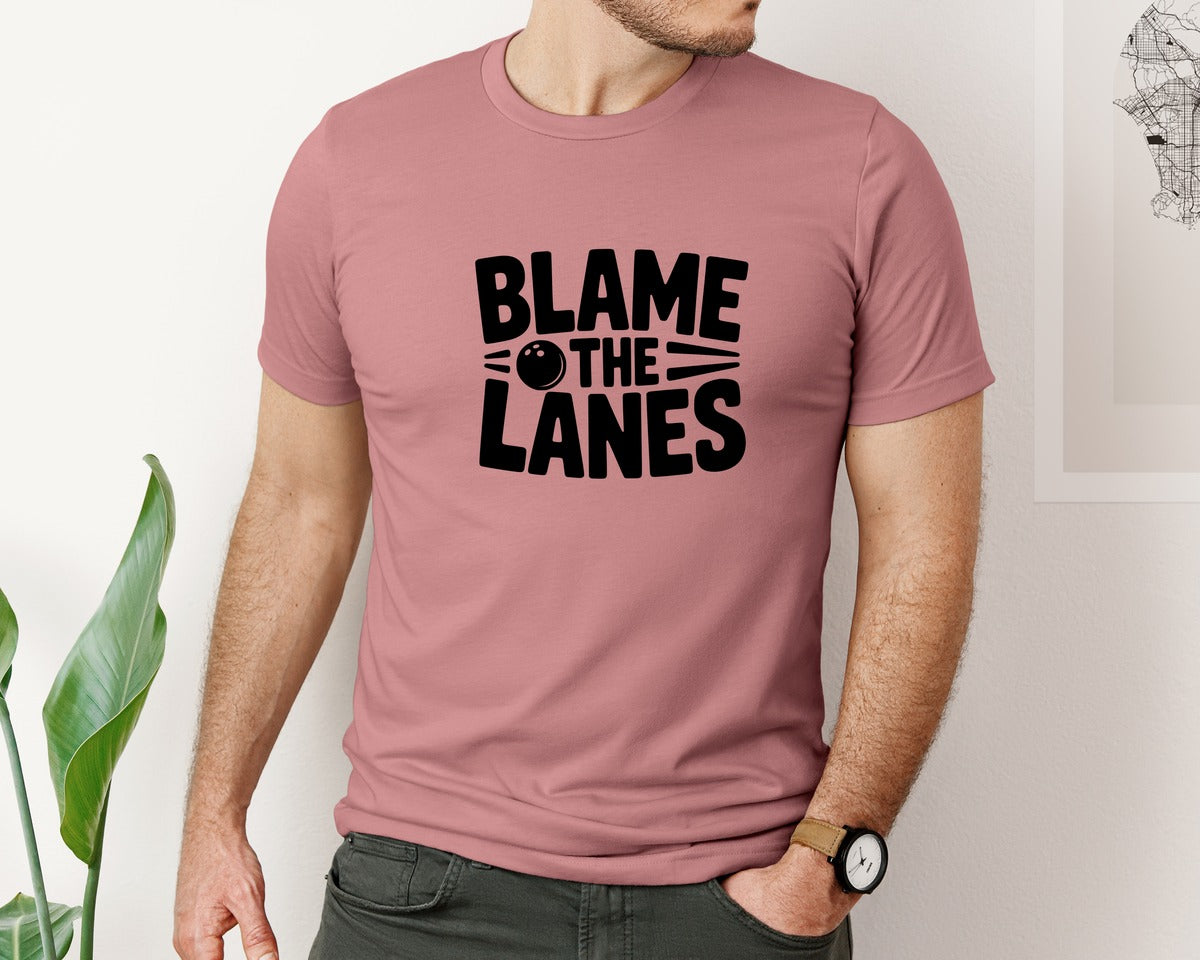 brand:Bella Canvas|color:Heather Mauve|Blame The Lanes Bowling Ai Graphic T-Shirt