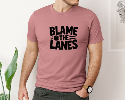 brand:Bella Canvas|color:Heather Mauve|Blame The Lanes Bowling Ai Graphic T-Shirt