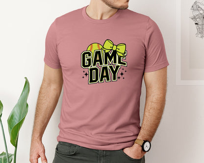 brand:Bella Canvas|color:Heather Mauve|Softball Game Day Softball 3 Graphic T-Shirt