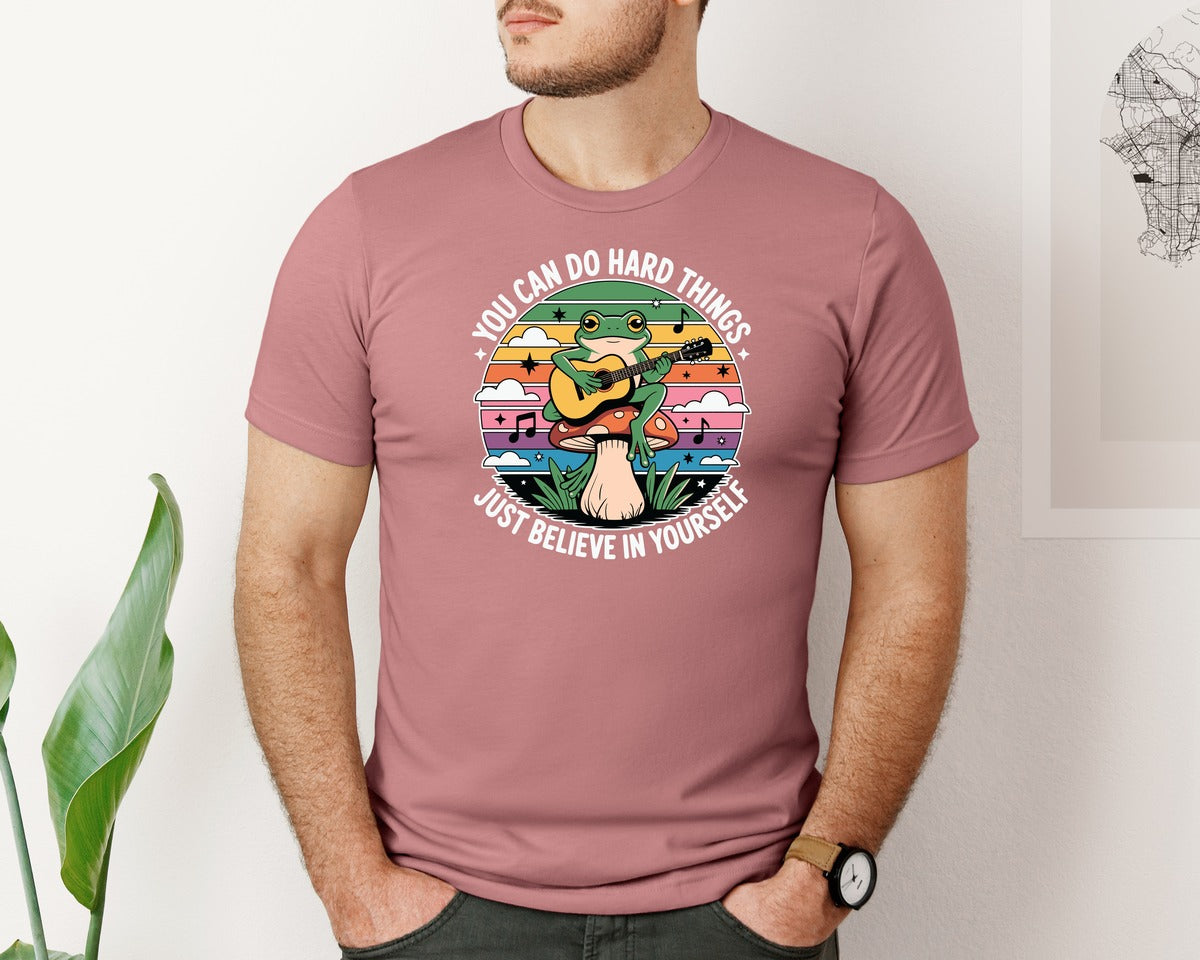 brand:Bella Canvas|color:Heather Mauve|You Can Do Hard Things Just Believe Graphic T-Shirt