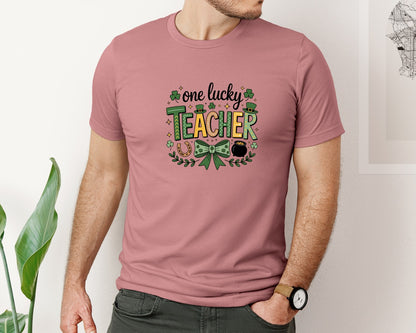 brand:Bella Canvas|color:Heather Mauve|Teacher St Patricks Pngcoquette Bow Graphic T-Shirt