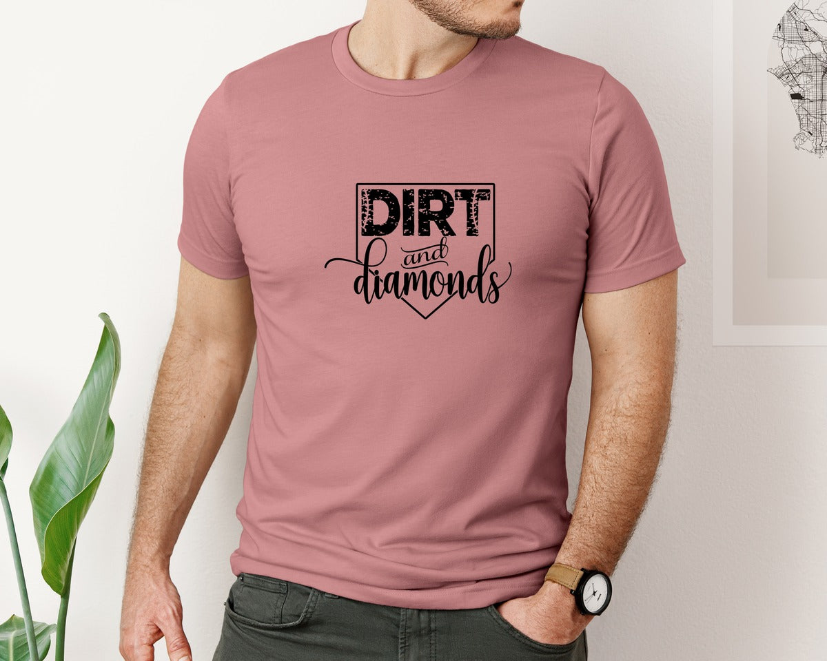 brand:Bella Canvas|color:Heather Mauve|Dirt Diamonds Baseball Softball Graphic T-Shirt