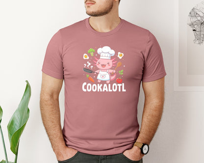 brand:Bella Canvas|color:Heather Mauve|Cute Chef Axolotl Cooking T Shirt Design Graphic T-Shirt