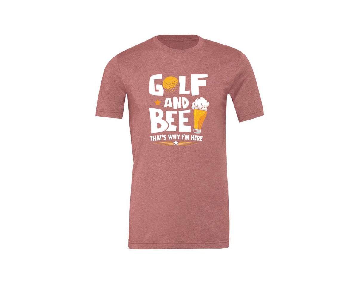 brand:Generic|color:Heather Mauve|Funny Golf Beer Lover T Shirt Desin Graphic T-Shirt