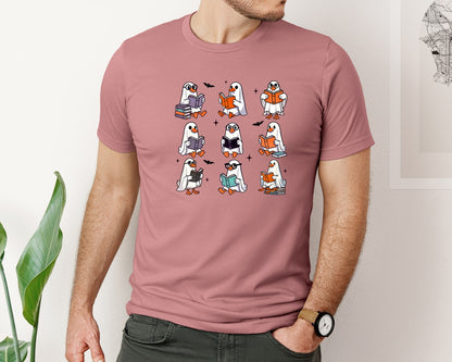 brand:Bella Canvas|color:Heather Mauve|Halloween Goose Graphic T-Shirt