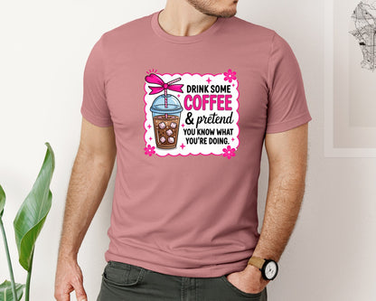 brand:Bella Canvas|color:Heather Mauve|Coffee Sarcastic Mental Health Graphic T-Shirt