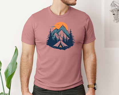 brand:Bella Canvas|color:Heather Mauve|Sunset Camping Adventure T Shirt Design 8 Graphic T-Shirt